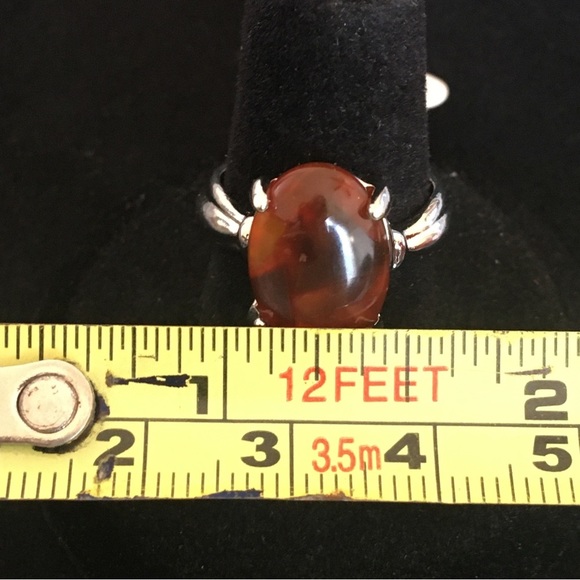 Brown Marble Style Oval Stone Fashion Ring - Picture 8 of 8